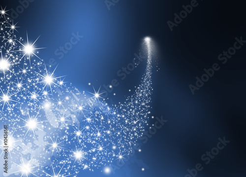 Wunderschöne Sternschnuppe auf blauem Hintergrund - Weihnachtskarte