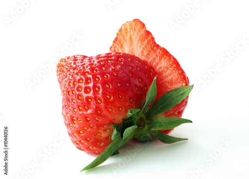 Fresh, ripe strawberries on white