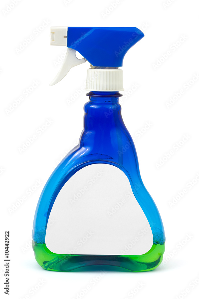 Spray bottle with blank label isolated on white background Spray bottle with blank label isolated on white background