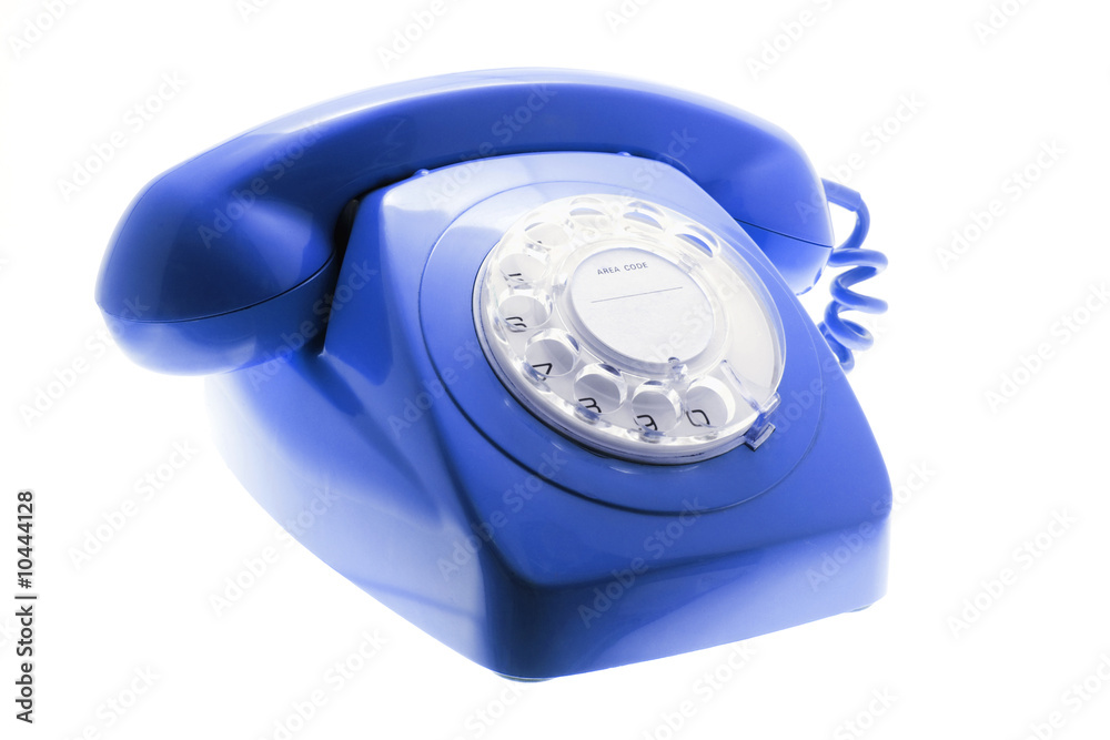 Blue Telephone on Isolated White Background Blue Telephone on Isolated White Background