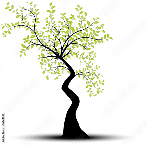 vecteur série - Arbre vectoriel noir et vert sur fond blanc