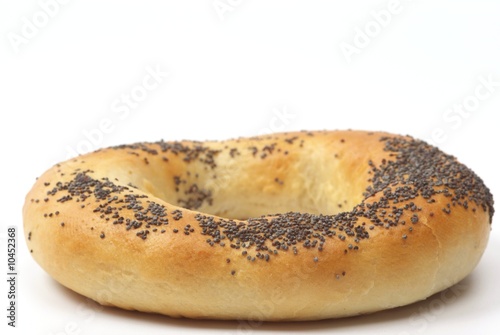 bagel with poppyseed isolated on white