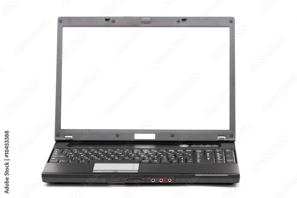 Laptop with blank white screen isolated on white Laptop with blank white screen isolated on white