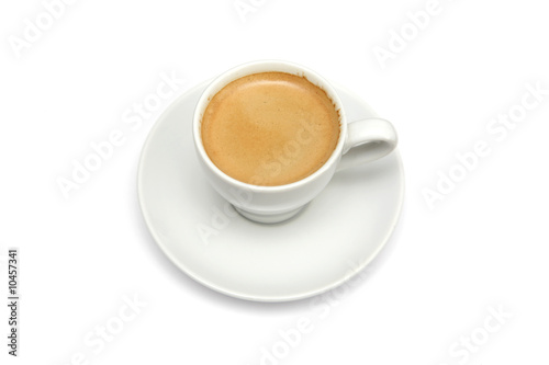 Coffee cup on a saucer, on white background