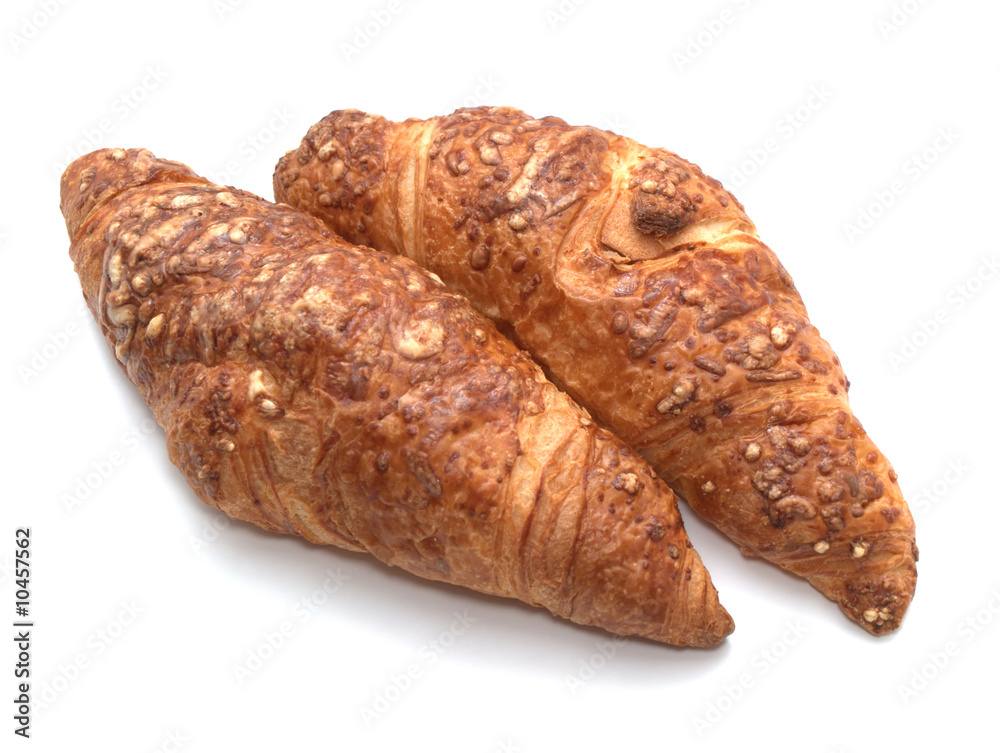 croissants with cheese isolated on white background