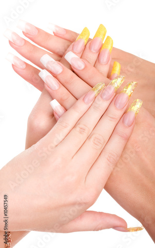 Closeup image of beautiful nails and woman fingers