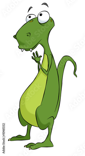 Tablou pe pânză A hopeful dinosaur anxiously awaiting a surprise.