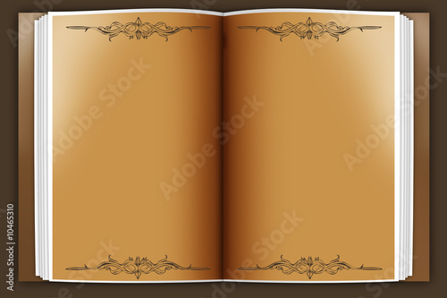 old book opened on a brawn background