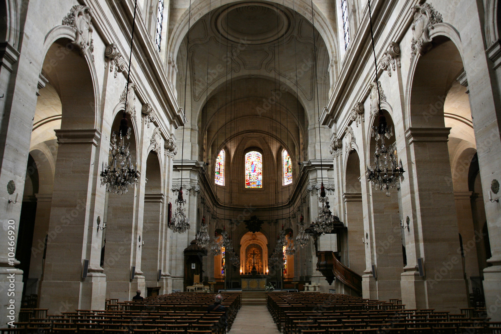 Saint Louis Cathedral in Versailles, France. Church interior.