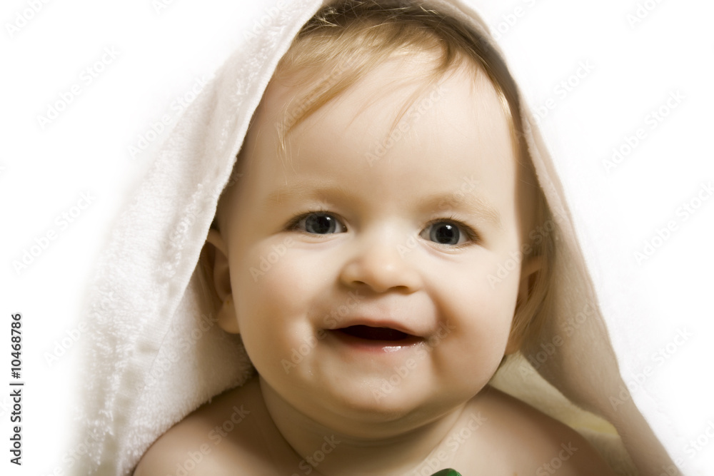 Baby after bath. Cheerful child Baby after bath. Cheerful child