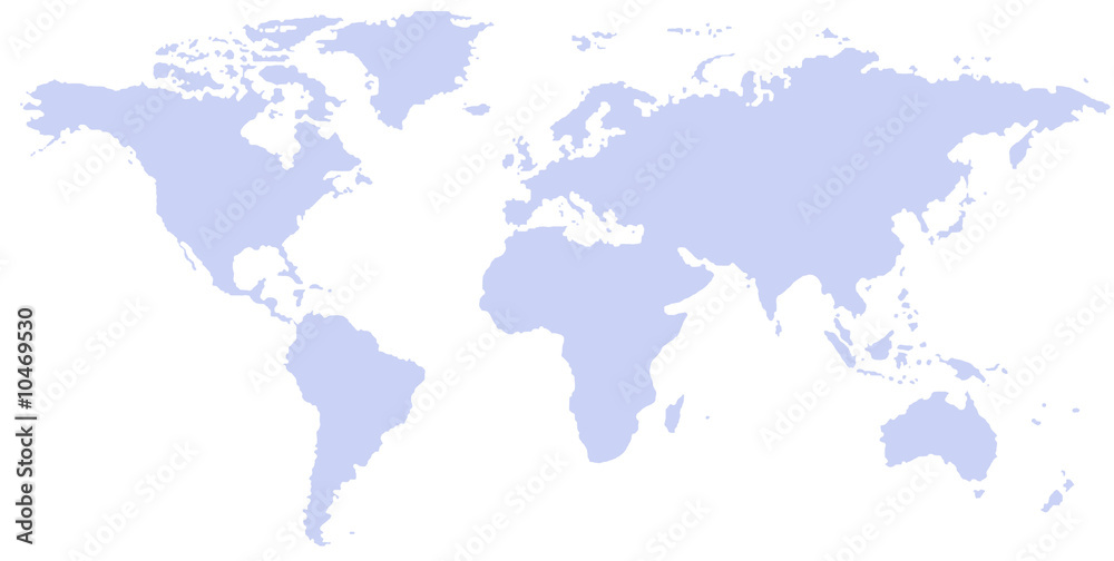Weltkarte hellblau auf weiß