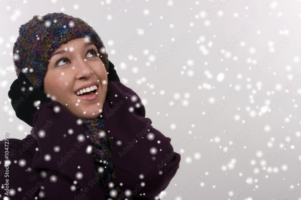 Teenage girl and snow ( snow digitally made) Teenage girl and snow ( snow digitally made)