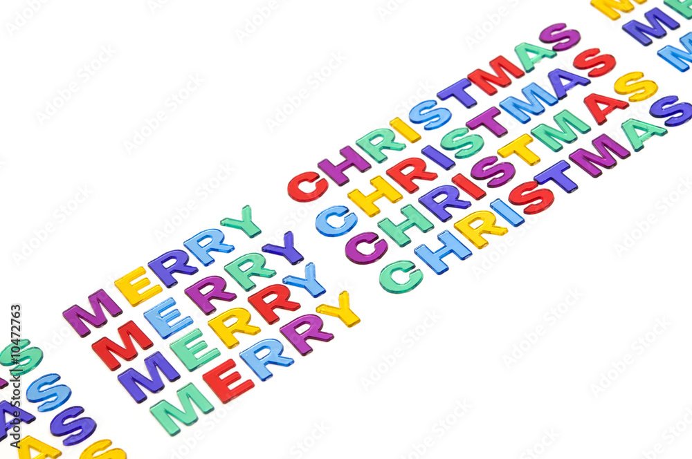 Marry christmas typo with glass letters