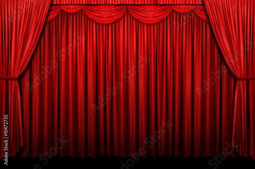 Red stage curtains with arch entrance