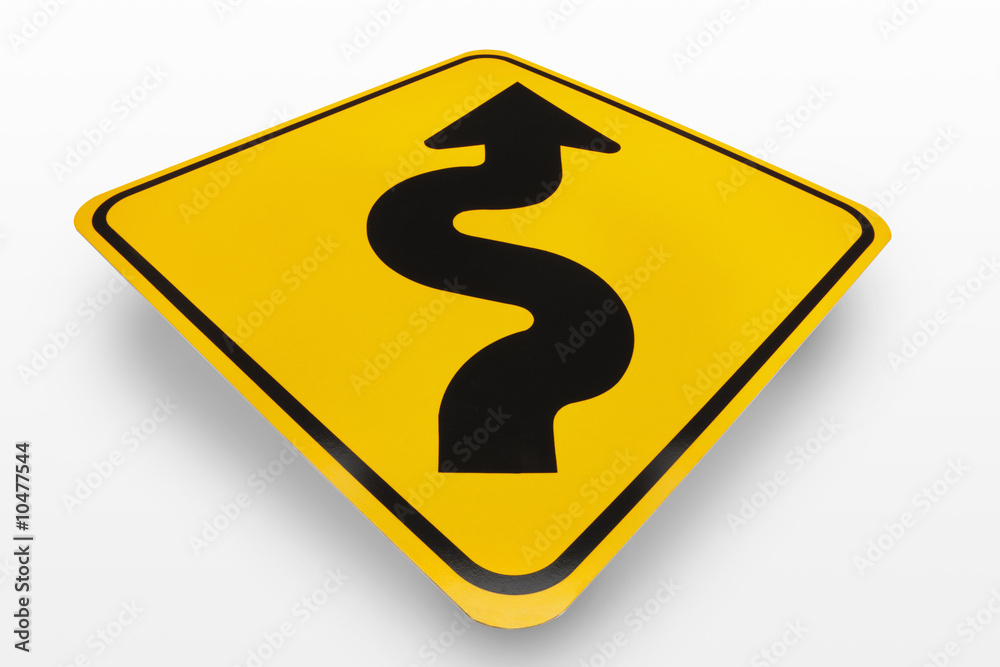 Curves Ahead Road Sign on a white background Curves Ahead Road Sign on a white background