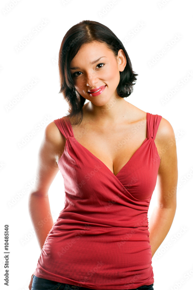 smiling happy woman isolated on white background smiling happy woman isolated on white background