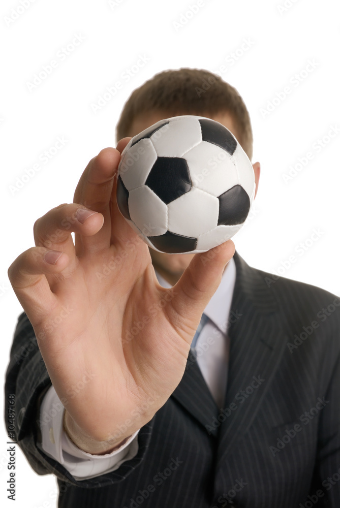 Man with soccer ball isolated on white Man with soccer ball isolated on white