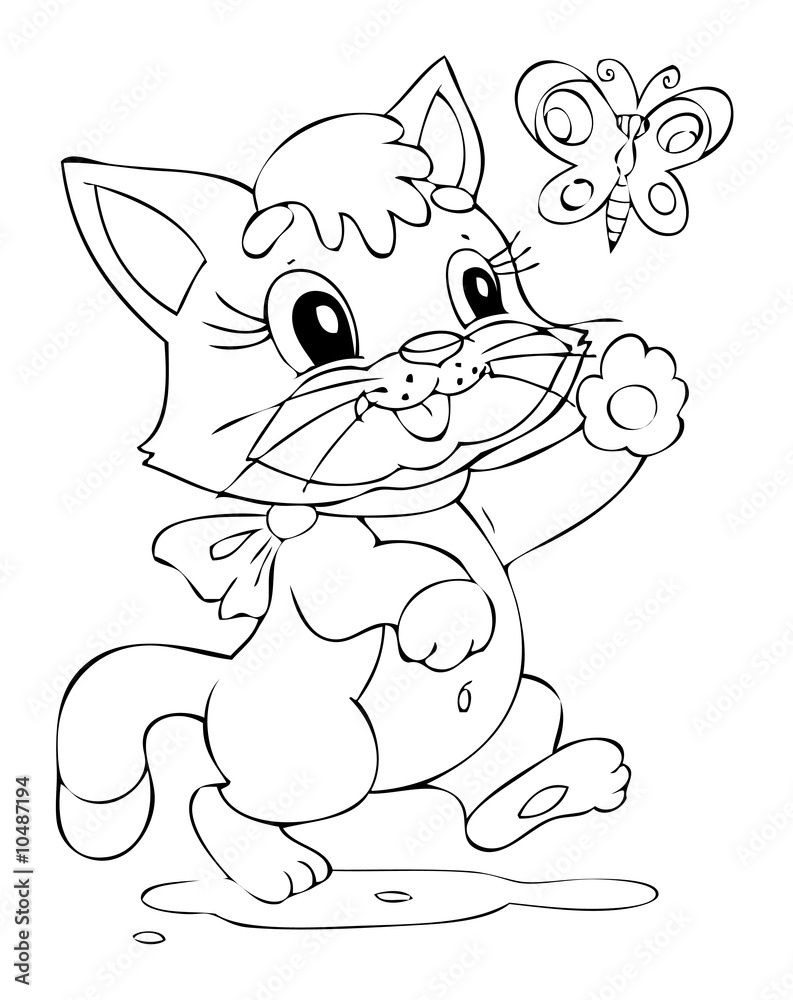 Illustration of the happy playful cat