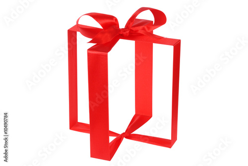Gift box, only ribbon visible on white background