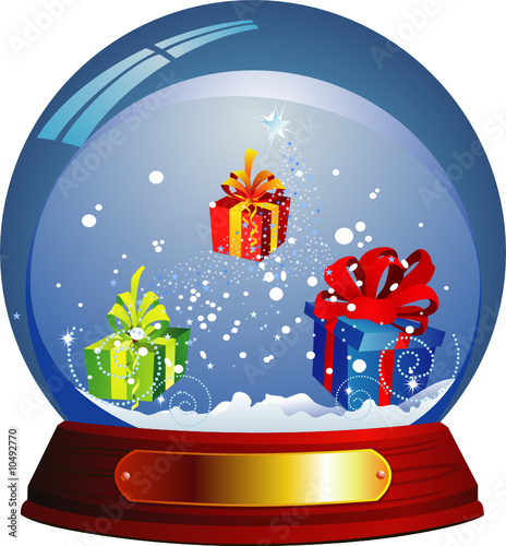 Glass ball with gifts within