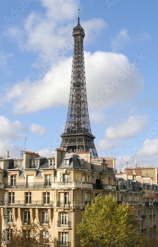 Eifel tower view from the paris roofs