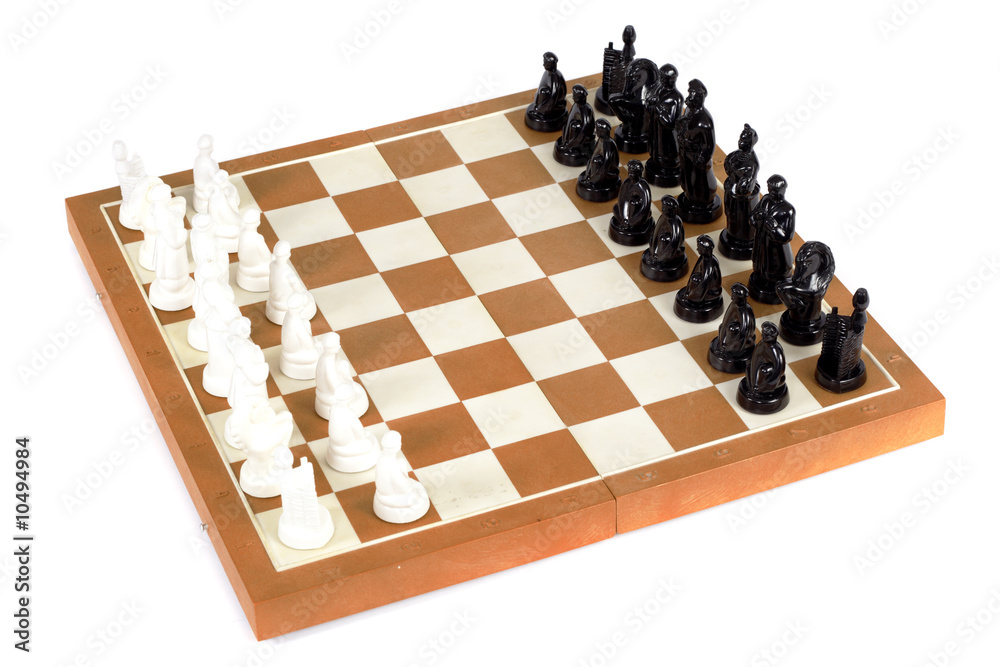 Chess pawns spaced out on the chessboard Chess pawns spaced out on the chessboard