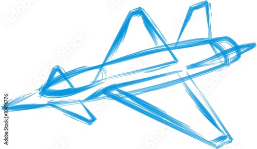 Kampfjet aquarell blau