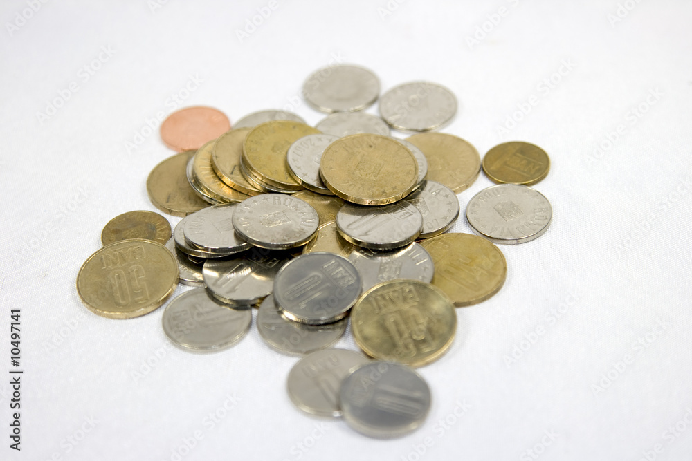 coins isolated on white background. change money coins isolated on white background. change money