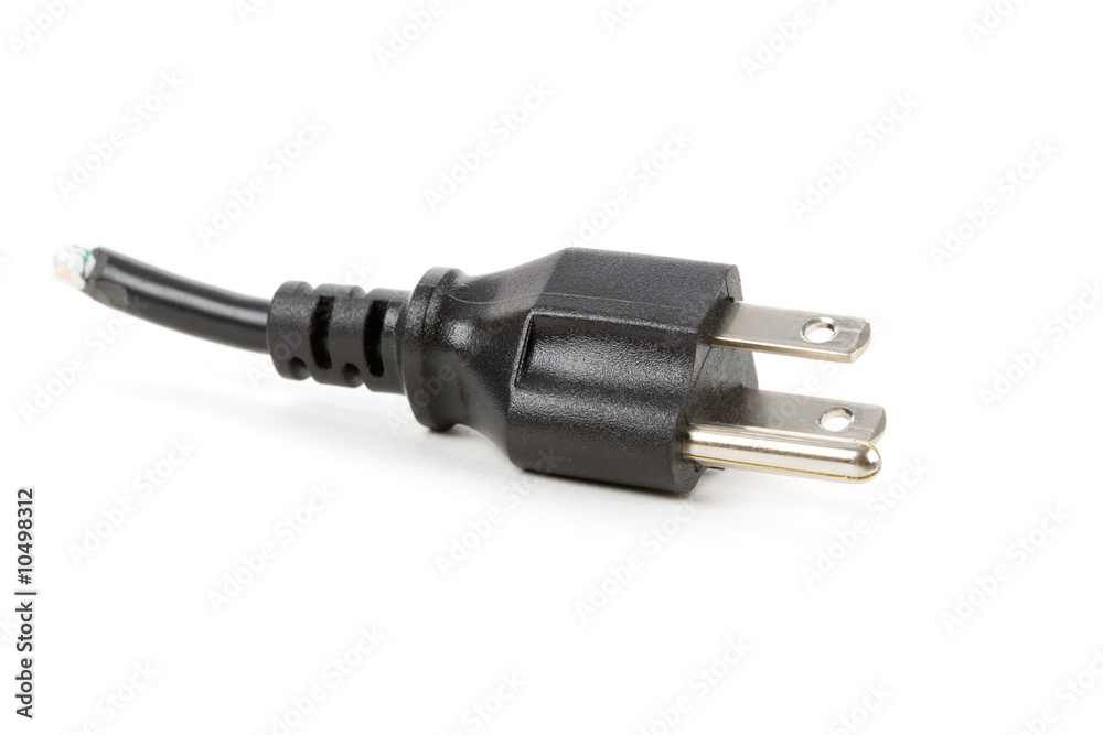black power cord Plug with white background black power cord Plug with white background