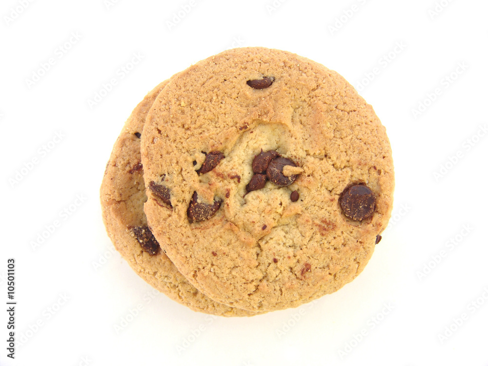stack of chocolate chip cookies isolated over white background stack of chocolate chip cookies isolated over white background