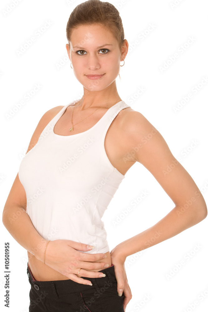 portrait of gladness woman on a white background portrait of gladness woman on a white background
