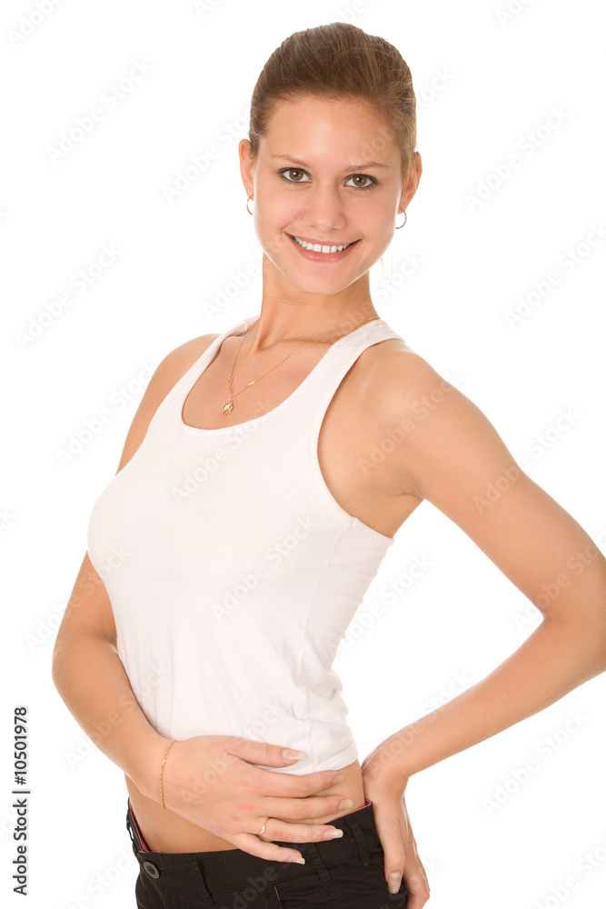 portrait of gladness woman on a white background portrait of gladness woman on a white background