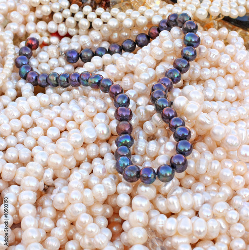 Close up of the different pearl beads