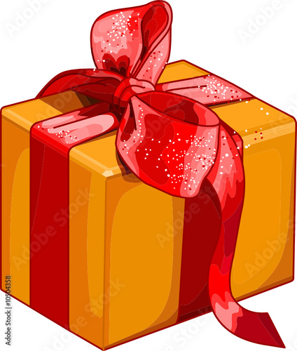 Christmas gift box with red bow