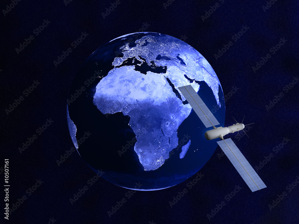 Fototapeta premium Satellit über der Erde