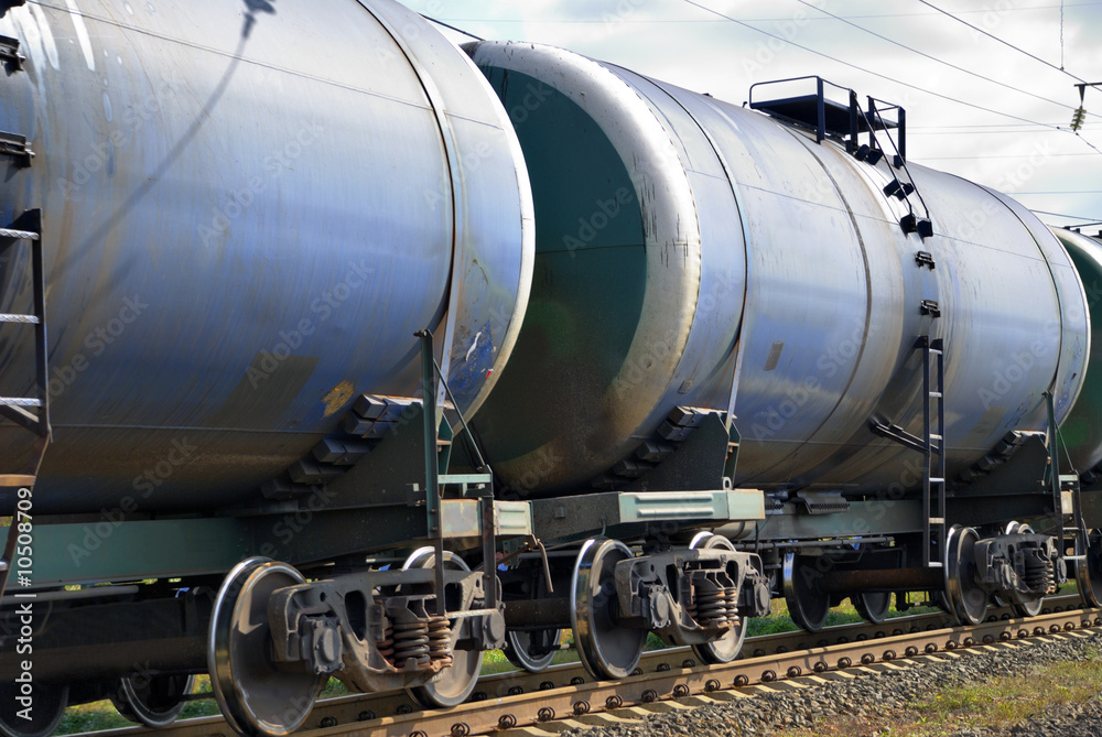 The train transports tanks with oil and fuel The train transports tanks with oil and fuel