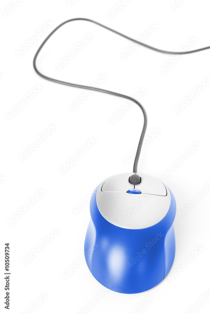 blue computer mouse isolated on white. blue computer mouse isolated on white.