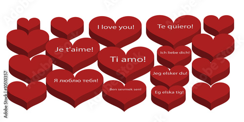 A lot of hearts with inscri...