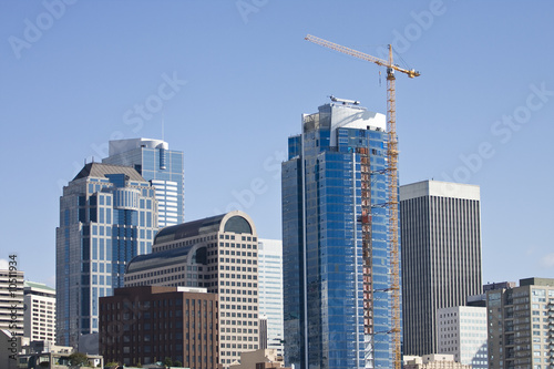 New modern skyscrapers and construction crane in Seattle © dbvirago