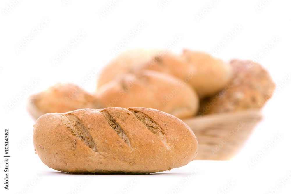 close up of fresh white bread, isolated on white