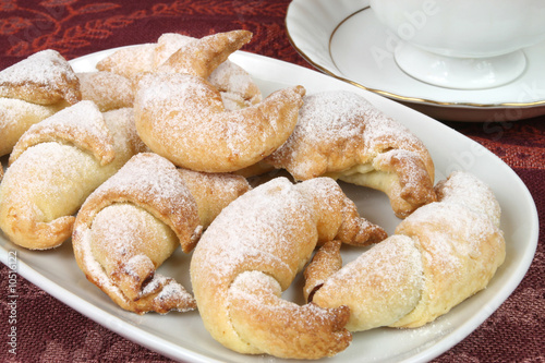 Home made sweet bakery. Crescent rolls stuffed with plum jam.