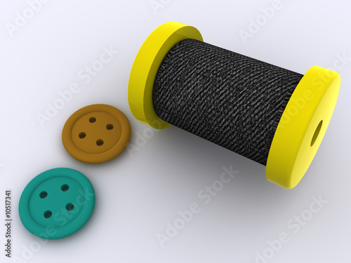 bobbin and a buttons. 3d