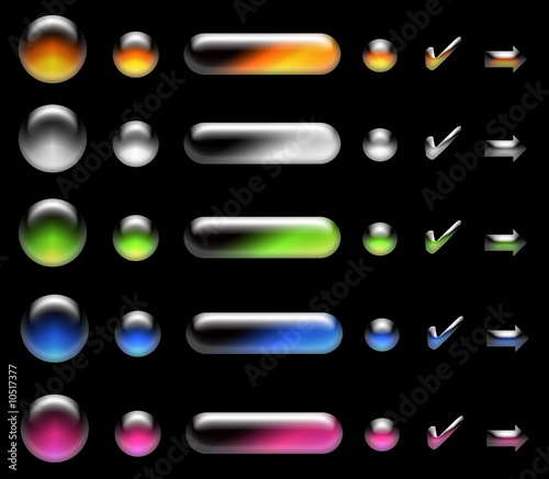 Luminous aqua buttons and elements of web-interface