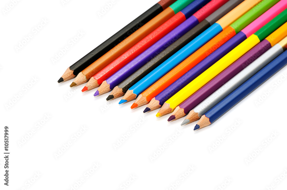 Color pencils on a white background Color pencils on a white background