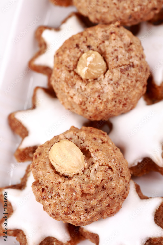 Detail of delicious Christmas cookies on the plate