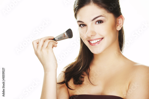 brunette woman doing daily morning routines