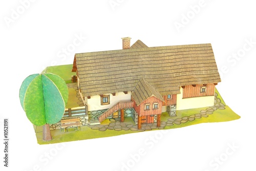 Model of chalet on hillside