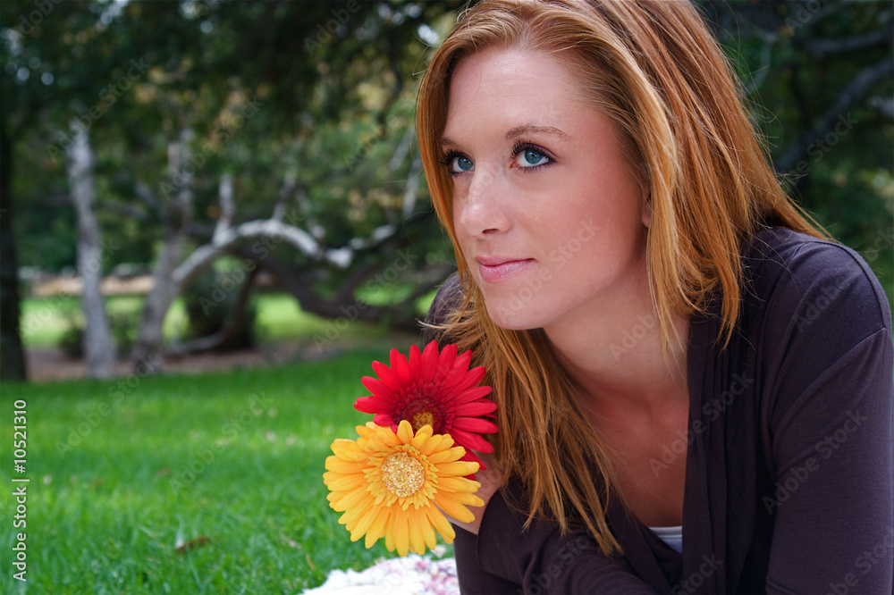 Young beautiful woman in an autumn setting Young beautiful woman in an autumn setting