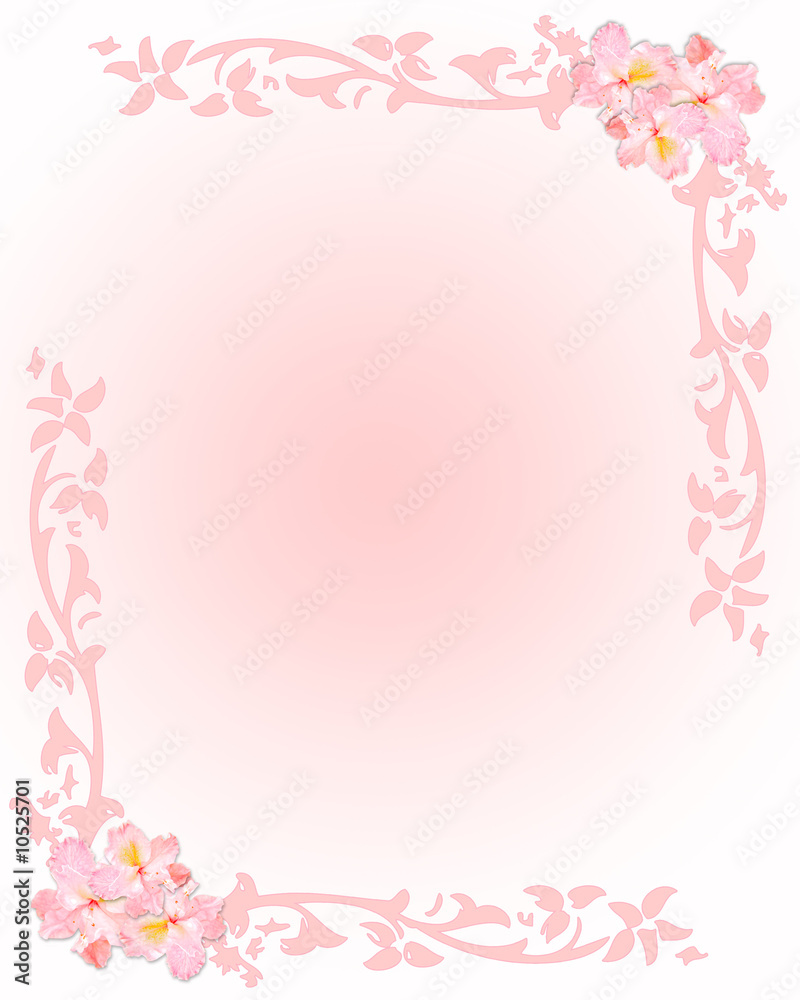 Pink stationery with flowers and floral elements Pink stationery with flowers and floral elements