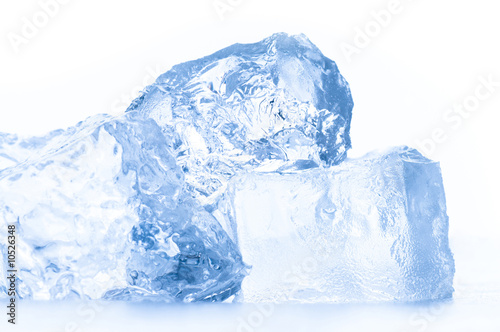 transparent ice cube on the white background